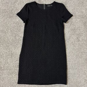 PIT Amsterdam Dress Womens 4 Black Floral Jacquard Short Sleeve Shift Mini